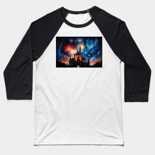 Enchanted Castle Night Sky Art Baseball T-Shirt